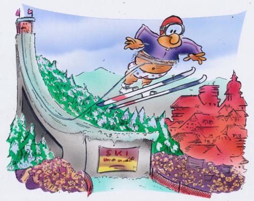 Cartoon: ski jumping 2 (medium) by HSB-Cartoon tagged skijumping,winter,snow,sport,wintersport