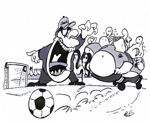 Cartoon: Start in die Kreisliga (medium) by HSB-Cartoon tagged fussball,fußball,ball,spieler,trrainer,coach,tor,laufen,spielpraxis,übergewicht,dick,trainer,sport,cartoon,karikatur,hsb,airbrush,fußball,fussball,trrainer,tor,übergewicht,trainer,sport