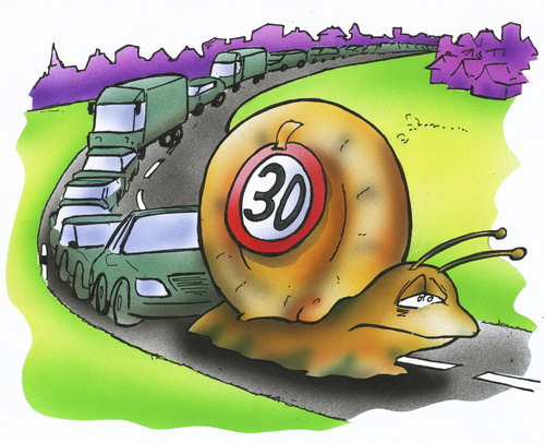 Cartoon: Tempo 30 (medium) by HSB-Cartoon tagged tempo,strasse,verkehr,verkehrschild,schnecke,auto,lkw,traffic,road,street,snail,sign,airbrush,car,tempo,verkehr,verkehrschild,schnecke,geschwindigkeit,langsam,stau