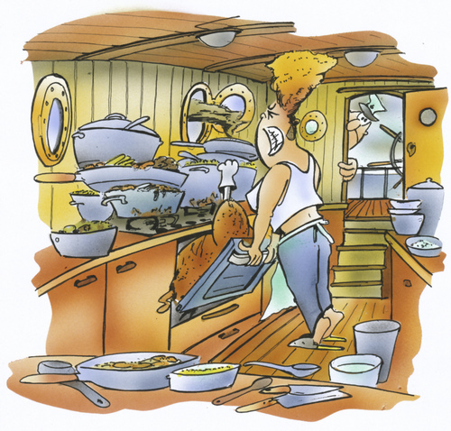 Cartoon: Thanksgiving (medium) by HSB-Cartoon tagged thanksgiving,turkey,poard,sea,ocean,sail,sailing,kitchen,sailor,cabin,boat,schiff,segeln,küche,kombüse,airbrush,cartoon,küche,segeln,kombüse,schiff