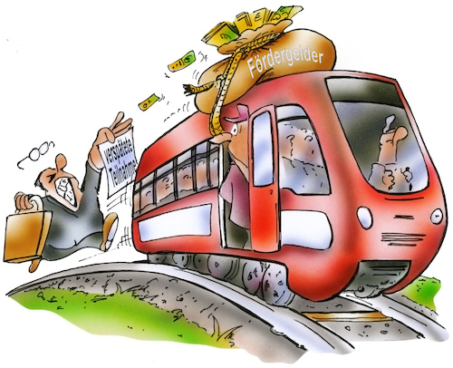 Cartoon: Verspätung (medium) by HSB-Cartoon tagged aid,finance,funds,governmental,money,promotional,train,abfahrt,airbrush,antrag,antragsteller,antragstellung,bahn,finanzen,finanzhilfe,finanzierung,fördergelder,fördermittel,förderung,geld,gelder,hsb,hsbcartoon,karikatur,lokalkariaktur,teilnahme,vergabe,verspätet,verspätung,zug,zuschuss,öffentlich,aid,finance,funds,governmental,money,promotional,train,abfahrt,airbrush,antrag,antragsteller,antragstellung,bahn,finanzen,finanzhilfe,finanzierung,fördergelder,fördermittel,förderung,geld,gelder,hsb,hsbcartoon,karikatur,lokalkariaktur,teilnahme,vergabe,verspätet,verspätung,zug,zuschuss,öffentlich