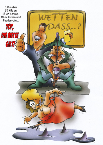 Cartoon: Wetten dass (medium) by HSB-Cartoon tagged wetten,dass,wettendass,markus,lanz,fernseh,tv,sendung,spielshow,einschaltquote,angel,hai,haifischbecken,angler,caricatur,airbrush,airbrushkarikatur,wetten,dass,wettendass,markus,lanz,fernseh,tv,sendung,spielshow,einschaltquote,angel,hai,haifischbecken,angler,caricatur,airbrush,airbrushkarikatur