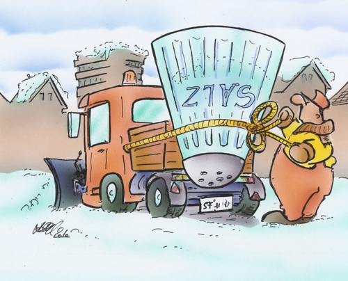 Cartoon: Winter 2010 (medium) by HSB-Cartoon tagged winter,weinter,vereist,schnee,frost,rutschgefahr,gehweg,salz,salzstreuer,streuen,bsr,rutschen,rutschig,glätte
