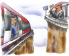 Cartoon: Barrierefreiheit (small) by HSB-Cartoon tagged barriere,barrierefreiheit,bahnsteig,bahnhof,zug,lok,lokomotive,deutsche,bundesbahn,db,bahngleis,haltestelle,rollstuhl,rollstuhlfahrer,handicap,behinderung,behindert,gehbehindert,schaffner,zugbegleiter,regionalbahn,schlucht