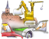 Cartoon: Baustelle Stadt (small) by HSB-Cartoon tagged baustelle,straßenbau,hausbau,stadt,gemeinde,straßenbaustelle,bauarbeiter,baukran,baugerätbaumaschine,ortsdurchfahrt,ortsumgehiung,umgehungsstraße,bauarbeiten,baukoordinierung,straßensperrung,autoverkehr,verkehrssperrung,verkehrschaos,verkehrsfluss,cartoon,cartoonzeichner,cartoonist