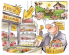 Cartoon: Billig aber Bio (small) by HSB-Cartoon tagged fleisch,wust,fleischware,supermarkt,verbrauchere,kunde,discounter,rindfleisch,schweinefleisch,wurstware,tiefkühltruhe,einkaufen,konsum,rabatt,billig,billigfleisch,konsument,bauernhof,idylle,agrar,fleischproduktion,tierhaltung,tierwohl,fleischqualität,qualitätssiegel,haltungsstufe,marketing,werbung