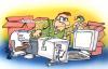 Cartoon: computer (small) by HSB-Cartoon tagged computer,pc,program,bit