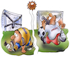 Cartoon: Covid Fußball (small) by HSB-Cartoon tagged fussball,fußball,amateurliga,kreisliga,fußballlspiel,profispieler,profiliga,fußballspiel,covid,covid19,corona,pandemie,lockdown,sport,sportler,bezirksliga,bundesliga,cartoon,spielverbot