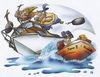 Cartoon: overtaking maneuver (small) by HSB-Cartoon tagged boat,boot,ship,schiff,sailor,sailing,sailboat,charter,charterboat,yacht,dinky,sea,water,ocean,meer,ozean,überholmanöver,overtaking,maneuver,kapitän,seemann,rennboot,wave,airbrush