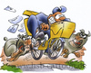 Cartoon: postman (small) by HSB-Cartoon tagged postman postbote fahhrad bike bicycle dog dogs letter post brief hund hunde kampfhund pedelec hundebiss cartoon airbrush