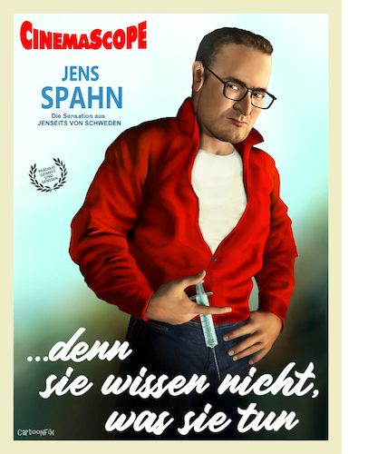 Cartoon: ... denn sie wissen nicht ... (medium) by Cartoonfix tagged jens,spahn,corona,mßnahmen,impkampagne,james,dean,film