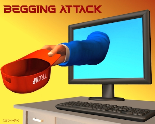 Cartoon: Begging Attack (medium) by Cartoonfix tagged us,wahl,2024,donald,trump,bettelt,um,spenden