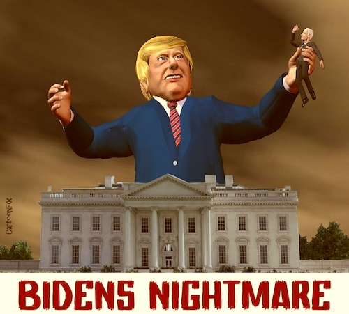 Cartoon: Bidens Nightmare (medium) by Cartoonfix tagged biden,trump,wahlen,2024,king,kong,poster,1933