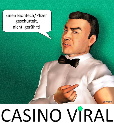 Cartoon: Casino Viral (medium) by Cartoonfix tagged corona,biontech,pfizer,impfen,vaccinate,james,bond,wodka,martini,geschüttelt,nicht,gerührt