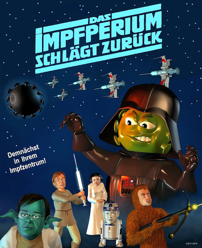 Cartoon: Das ImpfPerium schlägt zurück... (medium) by Cartoonfix tagged corona,pandemie,impfen,politik,laschet,söder,merkel,scholz,rki,who,virologen,star,wars,das,imperium,schlägt,zurück