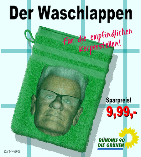 Cartoon: Der Waschlappen (medium) by Cartoonfix tagged kretschmann,waschlappen,energiesparen,im,herbst