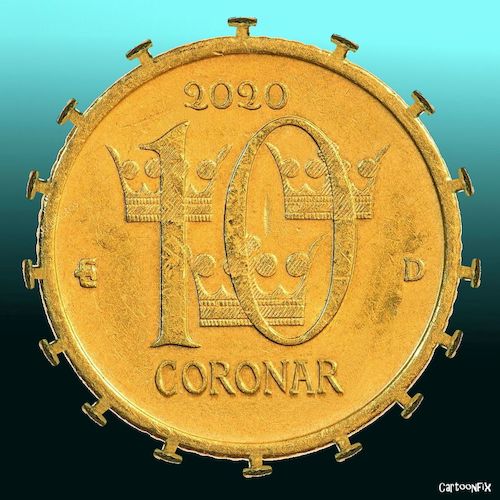 Cartoon: Die neue schwedische Währung (medium) by Cartoonfix tagged corona,virus,schweden,geldwährung,kronen