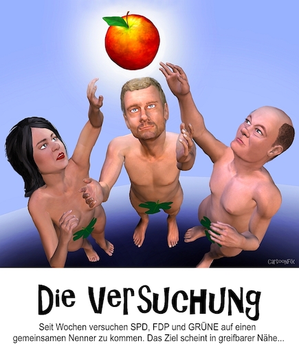 Cartoon: Die Versuchung (medium) by Cartoonfix tagged spd,fdp,grüne,koalitionsverhandlungen