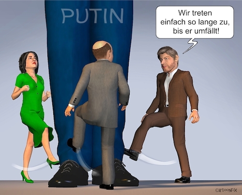 Cartoon: Diplomatie... (medium) by Cartoonfix tagged diplomatie,deutschland,ampelregierung,putin,russland,ukraine,krieg,scholz,habeck,baerbock