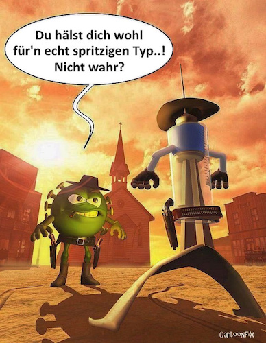 Cartoon: Duell (medium) by Cartoonfix tagged impfstoff,spritze,gegen,corona