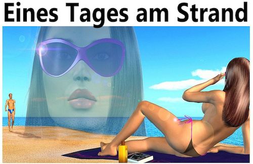 Cartoon: Eines Tages am Strand (medium) by Cartoonfix tagged sommer,strand,urlaub,ferien,begegnung