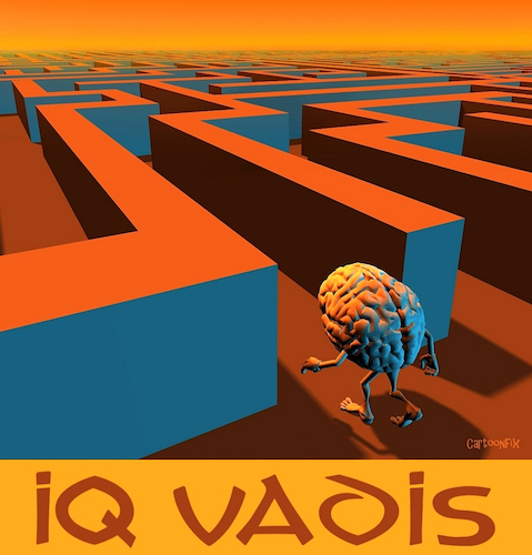 Cartoon: IQ Vadis (medium) by Cartoonfix tagged iq,intelligenzquotient,der,menschheit,wortspiel,quo,vadis