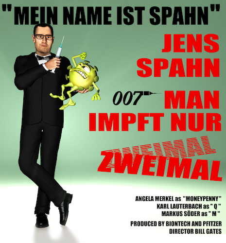 Cartoon: Man impft nur zweimal (medium) by Cartoonfix tagged jens,spahn,james,bond,corona,impfstoff