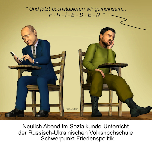 Cartoon: Nachhilfe-Unterricht (medium) by Cartoonfix tagged russland,ukraine,krieg,nato,amerika,europa,nachhilfeunterricht,frieden