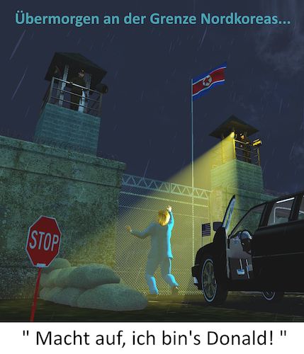 Cartoon: Nacht und Nebel Aktion (medium) by Cartoonfix tagged donald,trump,asyl,nordkorea,usa,wahlen,2020