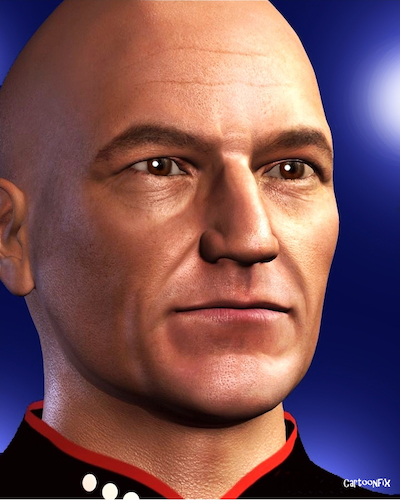 Cartoon: Patrick Stewart (medium) by Cartoonfix tagged patrick,stewart,jean,luc,picard,raumschiff,enterprise