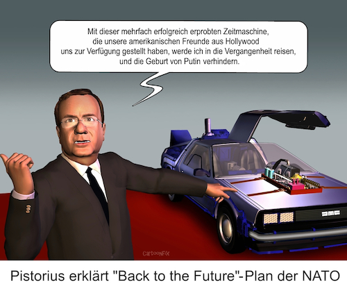 Cartoon: Pistorius Back to the Future (medium) by Cartoonfix tagged pistorius,panzerlieferungen,russland,ukraine,krieg,nato,euback,to,the,future