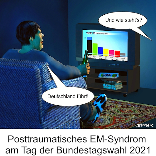 Cartoon: Posttraumatisches EM-Syndrom... (medium) by Cartoonfix tagged em,2021,bundestagswahlen
