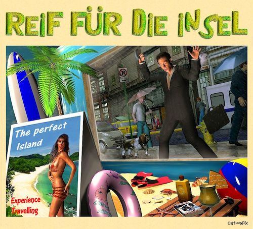 Cartoon: Reif für die Insel (medium) by Cartoonfix tagged urlaub,ferien,erholung,insel,stress