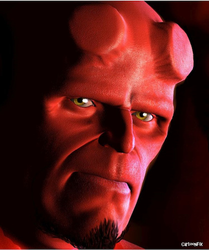 Cartoon: Ron Perlman as Hellboy (medium) by Cartoonfix tagged ron,perlman,as,hellboy