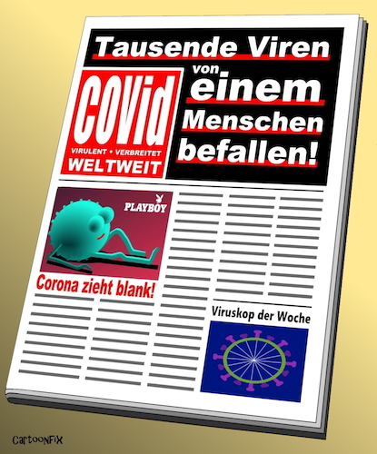 Cartoon: Zeitung für Viren (medium) by Cartoonfix tagged covid,19,corona,virus,bild,zeitung