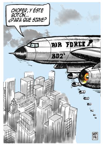 Cartoon: bombardero (medium) by Wadalupe tagged bombardero,avion,pasajeros,vuelo,sobrevolar,cielo,piloto,accidente