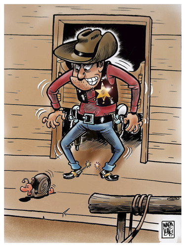 Cartoon: dodge city esta a salvo (medium) by Wadalupe tagged wsestern,pistolero,gunman,sheriff,dodge,duelo