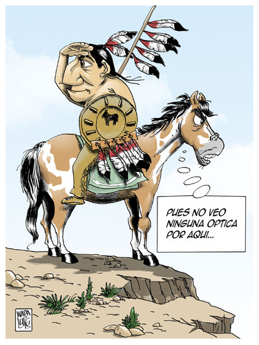 Cartoon: en busca de la optica perdida (medium) by Wadalupe tagged optica,miope,ciego,cegato,indio,caballo,gafas
