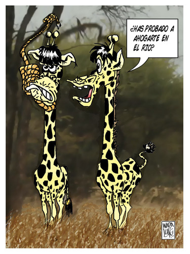 Cartoon: Error de calculo (medium) by Wadalupe tagged jirafas,humor,ahorcado,sabana,africa