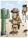 Cartoon: hands up (small) by Wadalupe tagged cactus,far,west,pistolero,caballo,oeste,desierto,revolver,sol,arizona,usa,gunman