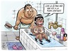 Cartoon: topless (small) by Wadalupe tagged playa,ducha,hogar,sol,tostarse,arena,toalla,matrimonio,pareja,enfado,juramento