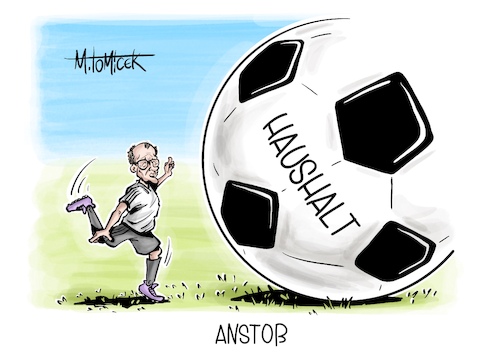 Cartoon: Anstoß (medium) by Mirco Tomicek tagged fußball,fußballer,deutsche,nationalmannschaft,mannschaft,dfb,deutschland,slowakei,bratislava,weltmeisterschaft,wm,quali,qualifikation,2026,haushalt,etat,haushaltsausschuss,bundeshaushalt,merz,cartoon,karikatur,pressekarikatur,mirco,tomicek,fußball,fußballer,deutsche,nationalmannschaft,mannschaft,dfb,deutschland,slowakei,bratislava,weltmeisterschaft,wm,quali,qualifikation,2026,haushalt,etat,haushaltsausschuss,bundeshaushalt,merz,cartoon,karikatur,pressekarikatur,mirco,tomicek