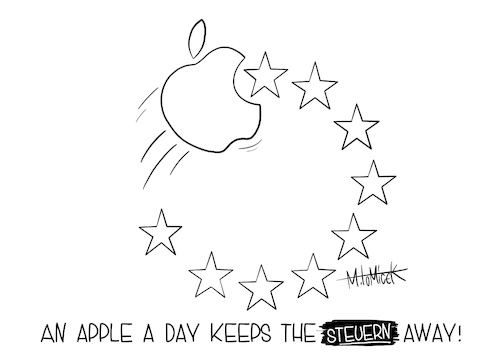 Cartoon: Apple und Steuern (medium) by Mirco Tomicek tagged apple,steuern,steuer,eu,kommission,irland,steuernachzahlung,13,milliarden,euro,europa,usa,digital,smartphone,hersteller,hauptsitz,sitz,geld,zahlung,karikatur,cartoon,mirco,tomicek,apple,steuern,steuer,eu,kommission,irland,steuernachzahlung,13,milliarden,euro,europa,usa,digital,smartphone,hersteller,hauptsitz,sitz,geld,zahlung,karikatur,cartoon,mirco,tomicek