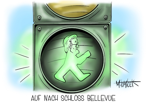 Cartoon: Auf nach Schloss Bellevue (medium) by Mirco Tomicek tagged frank,walter,steinmeier,bundespräsidenten,wahl,wahlen,präsidenten,bundespräsident,zweite,amtszeit,grüne,grünen,fdp,spd,ampel,ampelkoalition,koalition,schloss,bellevue,cartoon,karikatur,pressekarikatur,mirco,tomicek,frank,walter,steinmeier,bundespräsidenten,wahl,wahlen,präsidenten,bundespräsident,zweite,amtszeit,grüne,grünen,fdp,spd,ampel,ampelkoalition,koalition,schloss,bellevue,cartoon,karikatur,pressekarikatur,mirco,tomicek