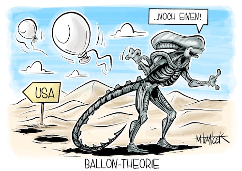 Cartoon: Ballon-Theorie (medium) by Mirco Tomicek tagged ballon,china,spion,spionballon,spionage,spionageballon,ballons,usa,amerika,abgeschossen,theorie,aliens,alien,außerirdische,xenomorph,hr,giger,nostromo,cartoon,karikatur,pressekarikatur,mirco,tomicek,ballon,china,spion,spionballon,spionage,spionageballon,ballons,usa,amerika,abgeschossen,theorie,aliens,alien,außerirdische,xenomorph,hr,giger,nostromo,cartoon,karikatur,pressekarikatur,mirco,tomicek