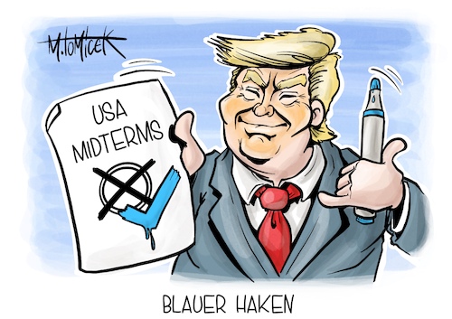 Cartoon: Blauer Haken (medium) by Mirco Tomicek tagged midterms,usa,republikaner,wahl,wahlen,2922,donald,trump,kongress,kammern,amtsenthebung,joe,biden,us,amerika,gewählt,wahlkampf,wiederwahl,twitter,elon,musk,blauer,haken,cartoon,karikatur,pressekarikatur,mirco,tomicek,midterms,usa,republikaner,wahl,wahlen,2922,donald,trump,kongress,kammern,amtsenthebung,joe,biden,us,amerika,gewählt,wahlkampf,wiederwahl,twitter,elon,musk,blauer,haken,cartoon,karikatur,pressekarikatur,mirco,tomicek