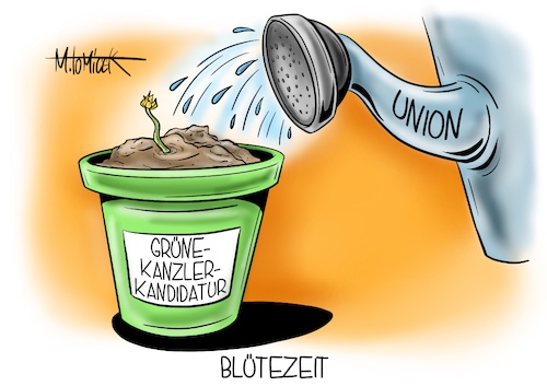 Cartoon: Blütezeit (medium) by Mirco Tomicek tagged grüne,die,grünen,frage,kanzlerfrage,kanzleramt,kanzler,kanzlerkandidat,kanzlerkandidatur,kanzlerin,union,cdu,csu,armin,laschet,markus,söder,blüte,blumen,sonnenblume,umfrage,19,april,bekanntgabe,enthüllung,cartoon,karikatur,pressekarikatur,mirco,tomicek,grüne,die,grünen,frage,kanzlerfrage,kanzleramt,kanzler,kanzlerkandidat,kanzlerkandidatur,kanzlerin,union,cdu,csu,armin,laschet,markus,söder,blüte,blumen,sonnenblume,umfrage,19,april,bekanntgabe,enthüllung,cartoon,karikatur,pressekarikatur,mirco,tomicek