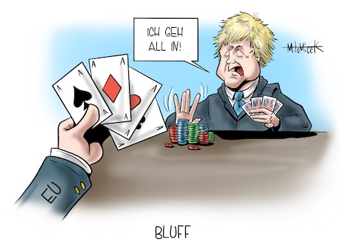 Cartoon: Bluff (medium) by Mirco Tomicek tagged boris,johnson,premierminister,premier,brexit,eu,gipfel,no,deal,handelsabkommen,brüssel,briten,britische,england,karikatur,cartoon,mirco,tomicek,boris,johnson,premierminister,premier,brexit,eu,gipfel,no,deal,handelsabkommen,brüssel,briten,britische,england,karikatur,cartoon,mirco,tomicek