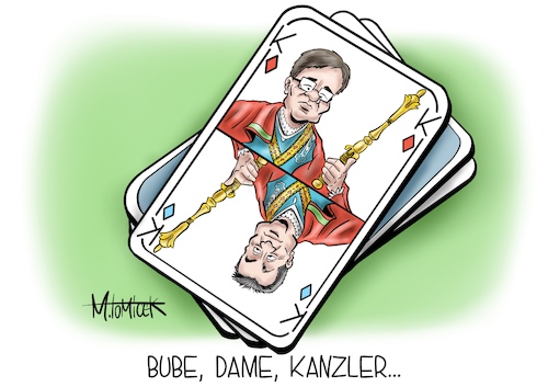 Cartoon: Bube Dame Kanzler (medium) by Mirco Tomicek tagged cdu,csu,union,kanzler,kanzlerfrage,kanzlerkandidat,kandidat,kanzleramt,frage,markus,söder,armin,laschet,präsidium,anhänger,wahl,wahlen,kanzlerkandidatur,kandidatur,mehrheit,hinter,abstimmung,kartenspiel,karten,karikatur,pressekarikatur,cartoon,mirco,tomicek,cdu,csu,union,kanzler,kanzlerfrage,kanzlerkandidat,kandidat,kanzleramt,frage,markus,söder,armin,laschet,präsidium,anhänger,wahl,wahlen,kanzlerkandidatur,kandidatur,mehrheit,hinter,abstimmung,kartenspiel,karten,karikatur,pressekarikatur,cartoon,mirco,tomicek