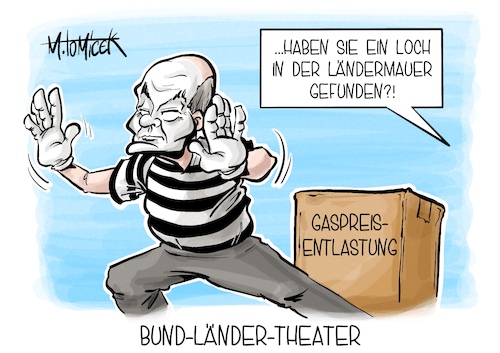 Cartoon: Bund-Länder-Theater (medium) by Mirco Tomicek tagged bund,länder,mpk,verhandlungen,kanzleramt,gas,gaspreise,gaspreis,gaspreisbremse,wohngeld,49,euro,ticket,bahnticket,nahverkehr,zug,flüchtlingsversorgung,ministerpräsidentenkonferenz,entlastung,entlastungen,entlastungspaket,olaf,scholz,cartoon,pressekarikatur,karikatur,mirco,tomicek,bund,länder,mpk,verhandlungen,kanzleramt,gas,gaspreise,gaspreis,gaspreisbremse,wohngeld,49,euro,ticket,bahnticket,nahverkehr,zug,flüchtlingsversorgung,ministerpräsidentenkonferenz,entlastung,entlastungen,entlastungspaket,olaf,scholz,cartoon,pressekarikatur,karikatur,mirco,tomicek